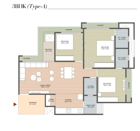 Unit plan - 1039 sq.ft.