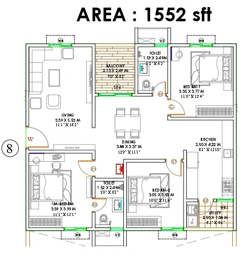 Candeur Kukatpally Unit plan - 1164 sq.ft.