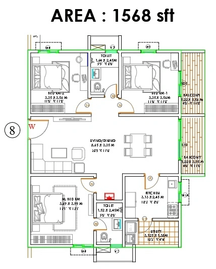 Candeur Kukatpally Unit plan - 1176 sq.ft.