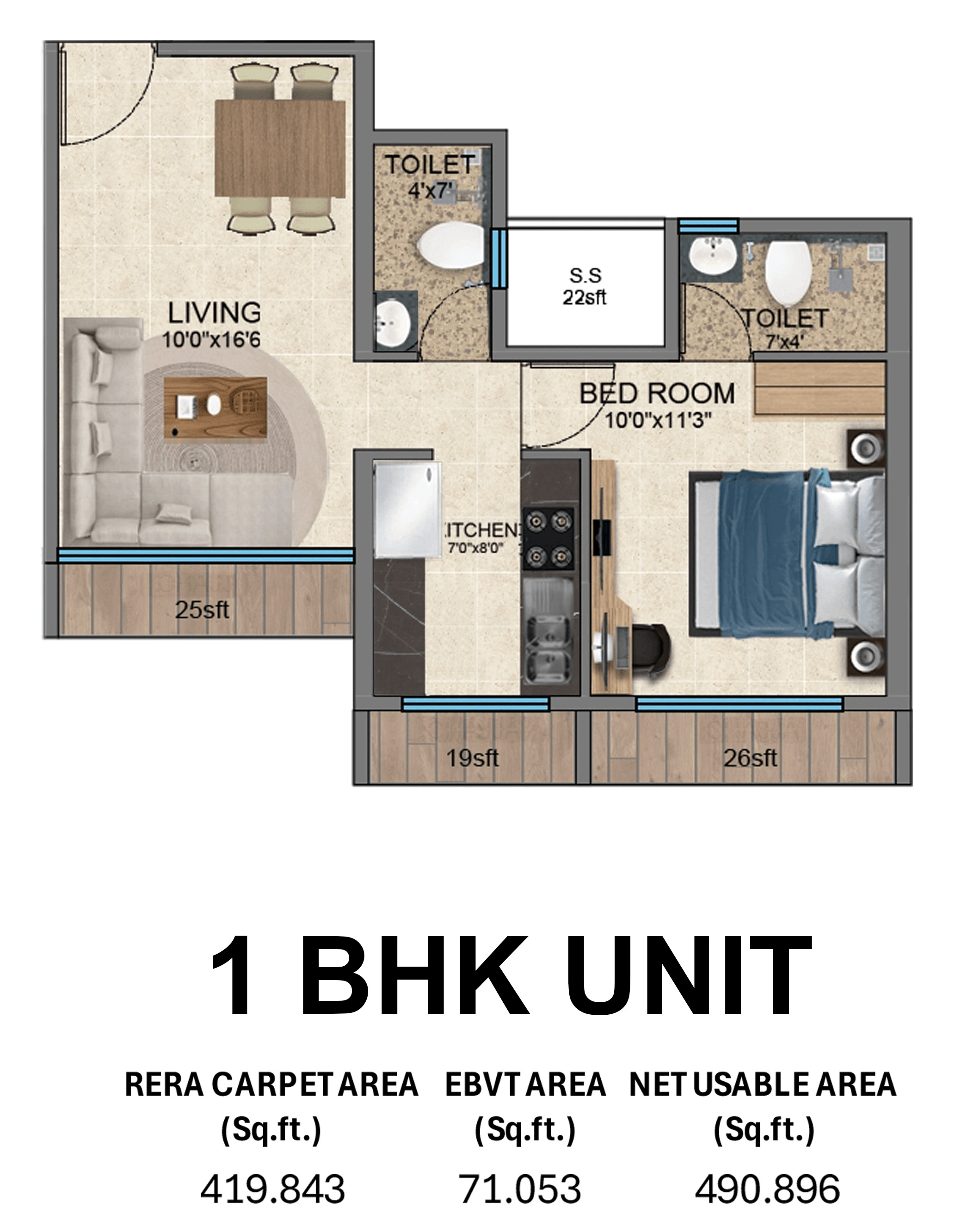 Unit plan - 490 sq.ft.
