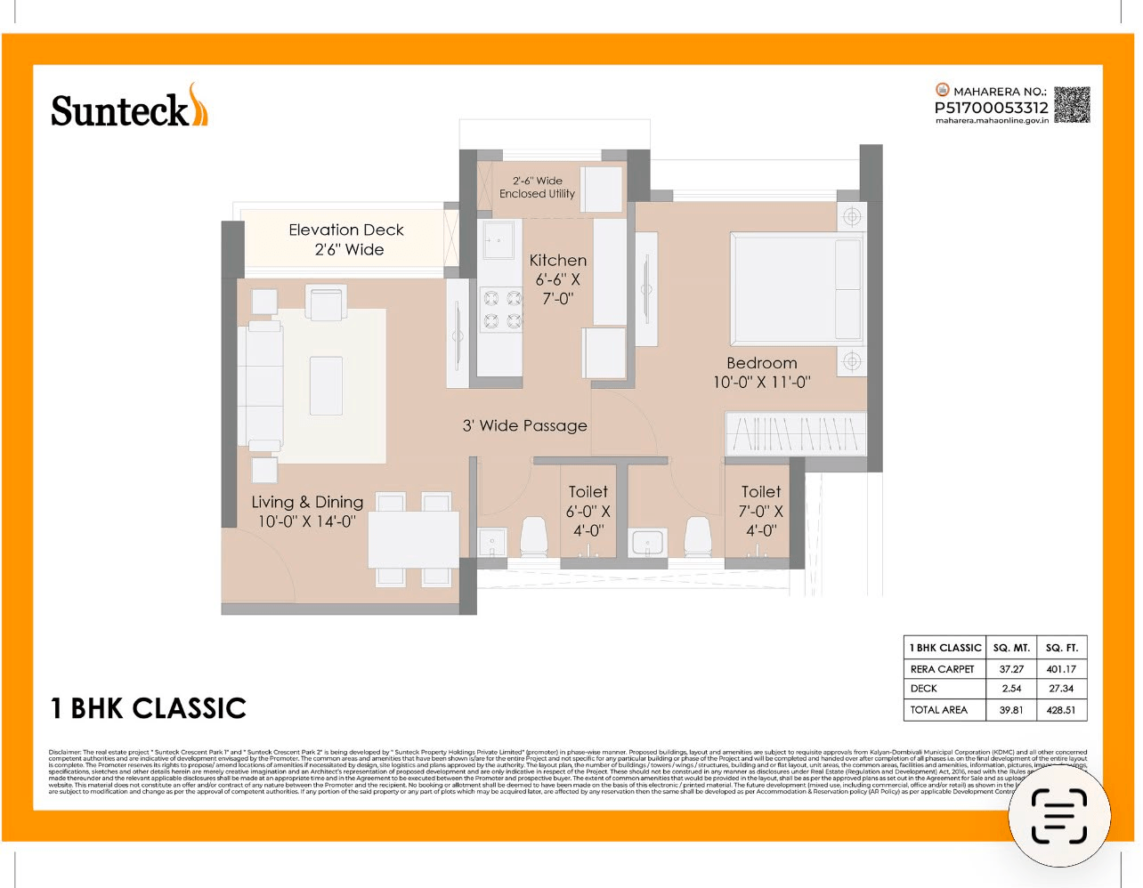 Unit plan - 428 sq.ft.