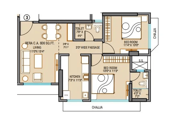 Unit plan - 606 sq.ft.