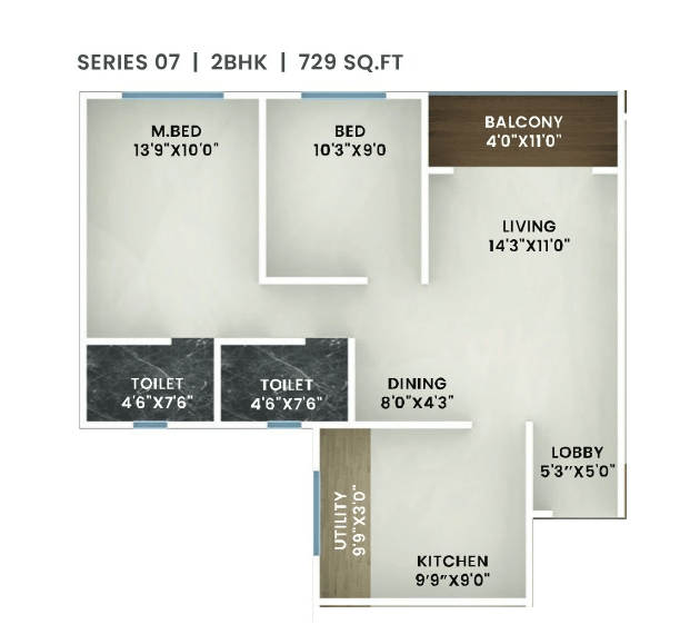 Pioneer Lumina Unit plan - 730 sq.ft.