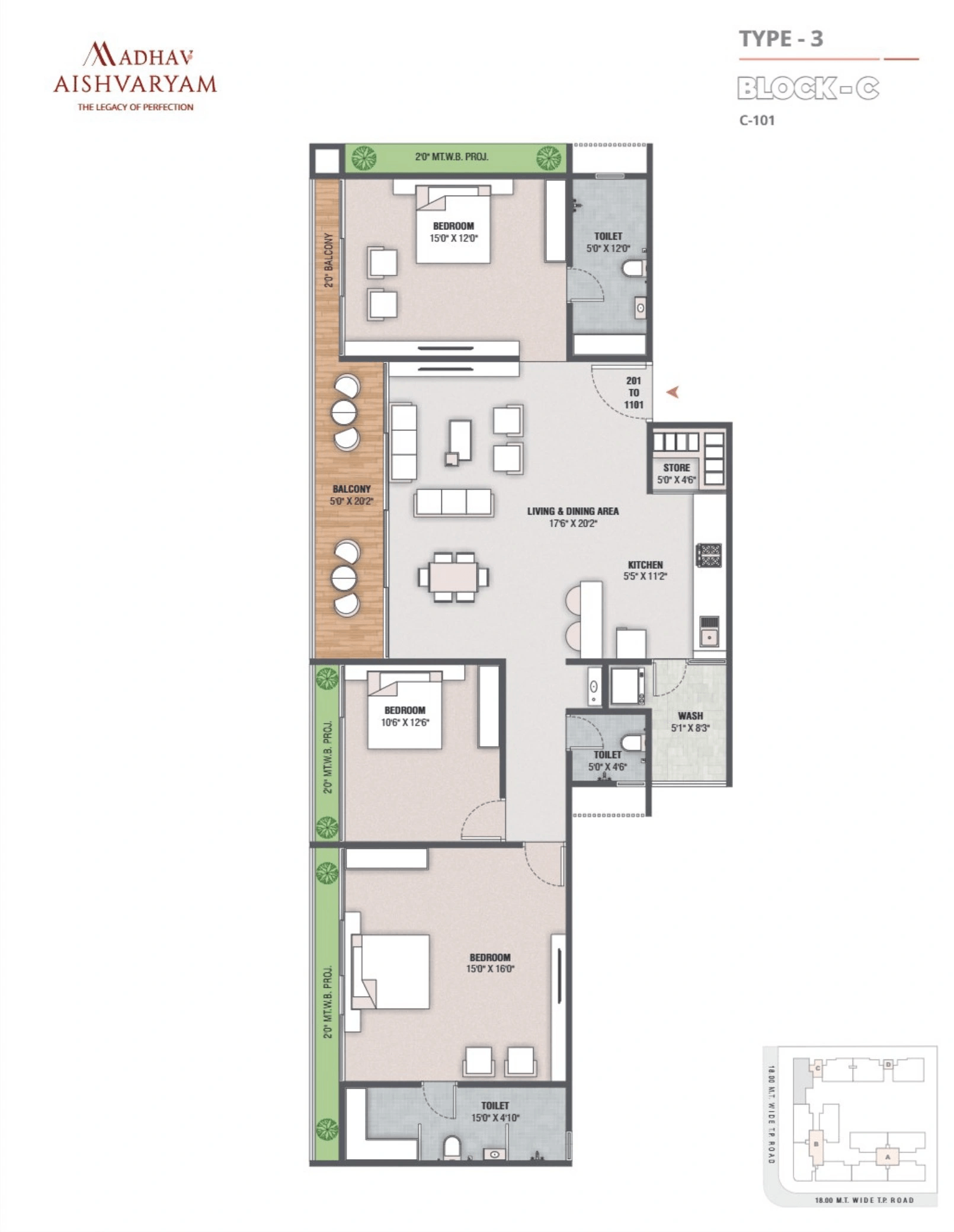 Madhav Aishwaryam Unit plan - 1474 sq.ft.