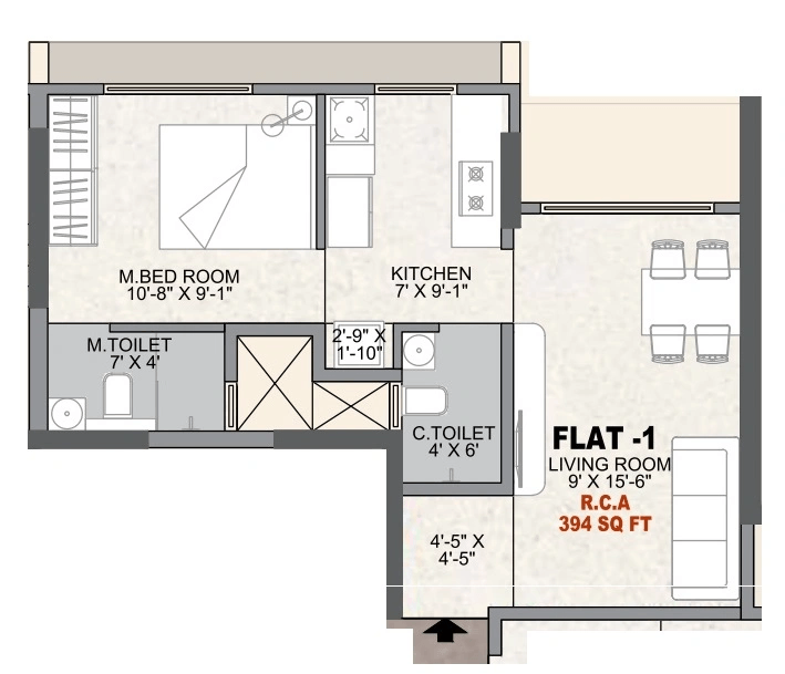 Unit plan - 394 sq.ft.