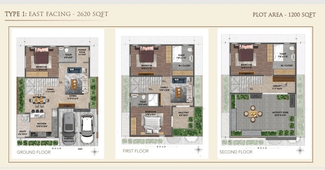 Tattvam Villas Unit plan - 1200 sq.ft.