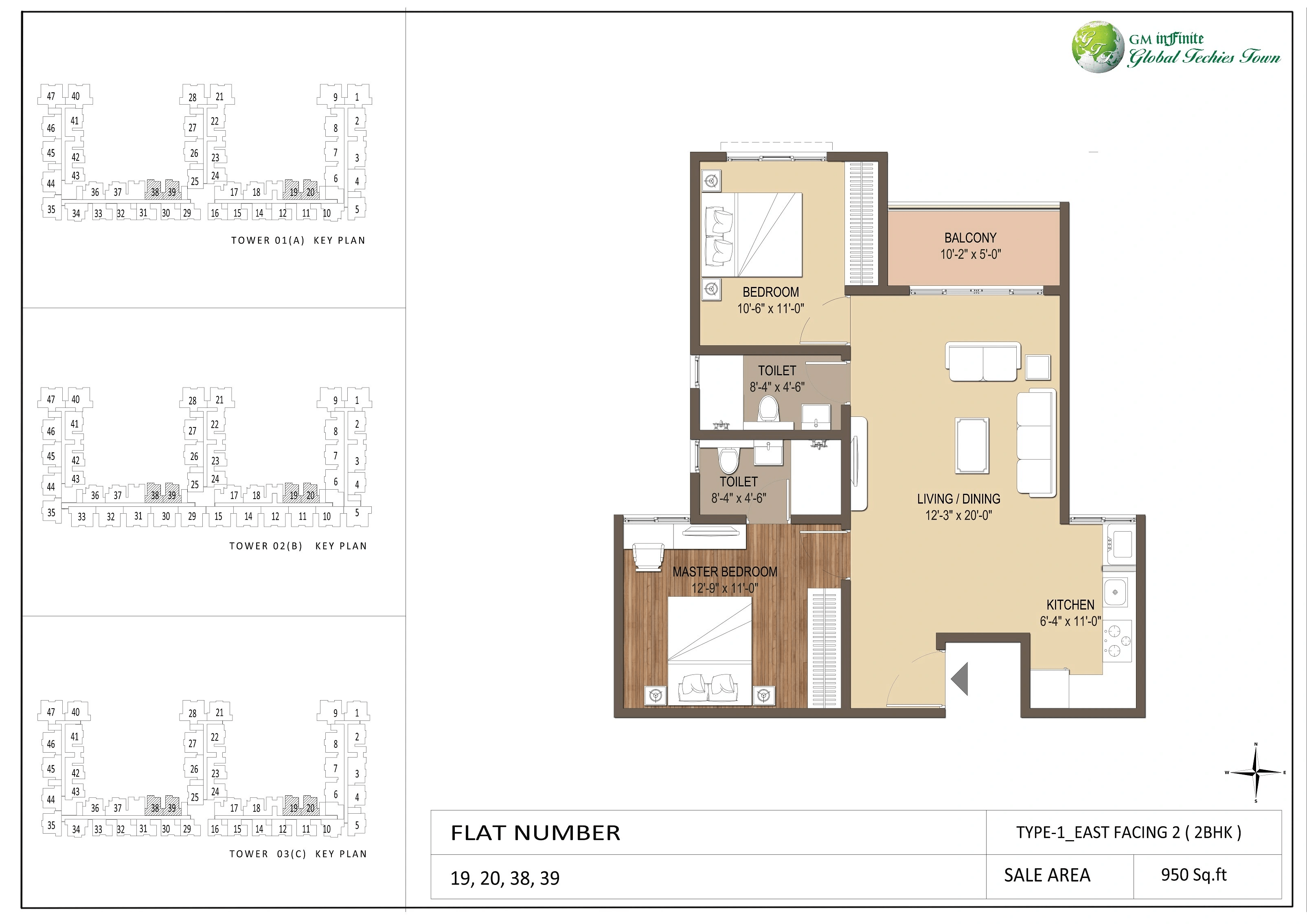 GM Global Techies Town Unit plan - 703 sq.ft.