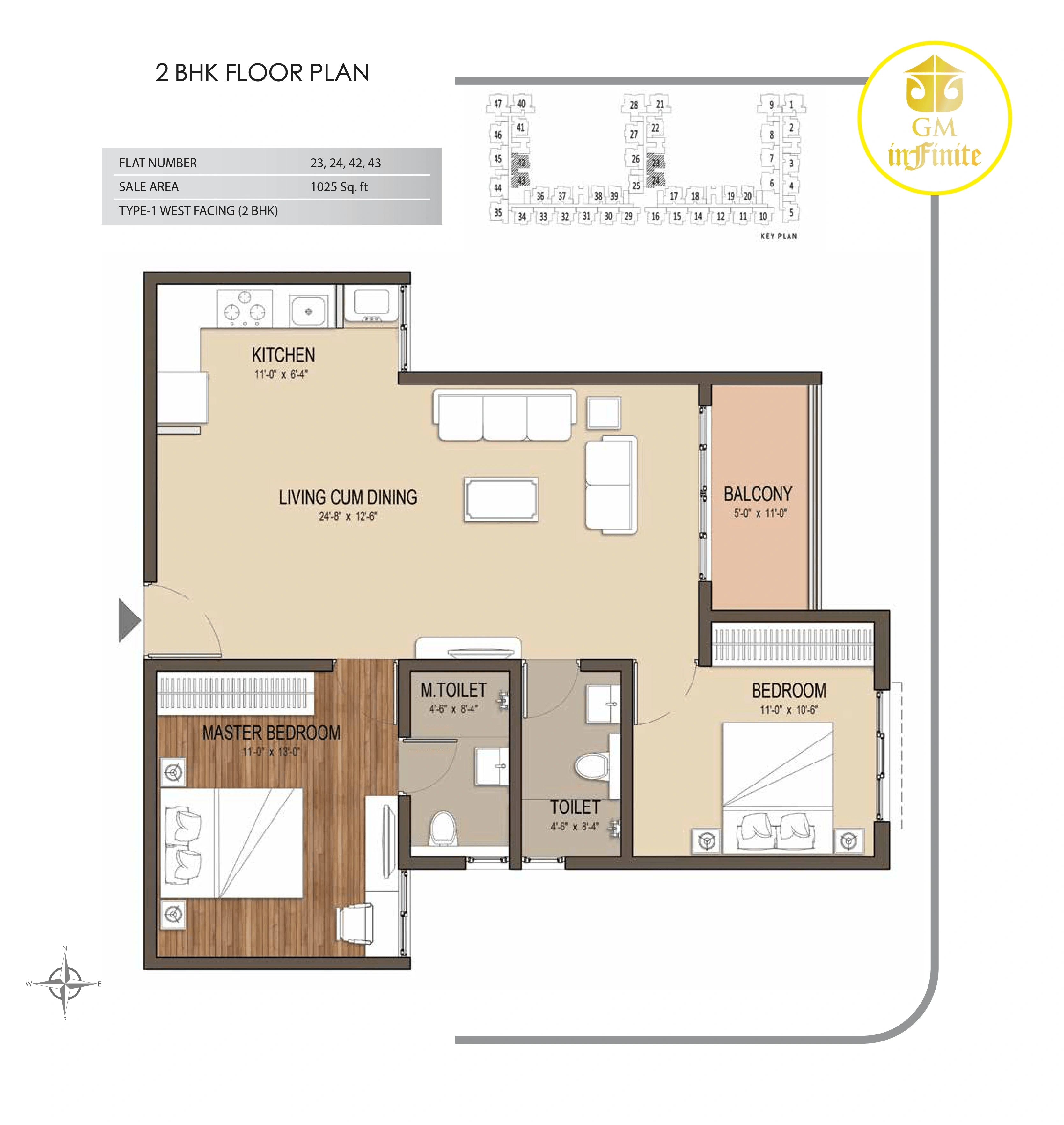 GM Global Techies Town Unit plan - 758 sq.ft.