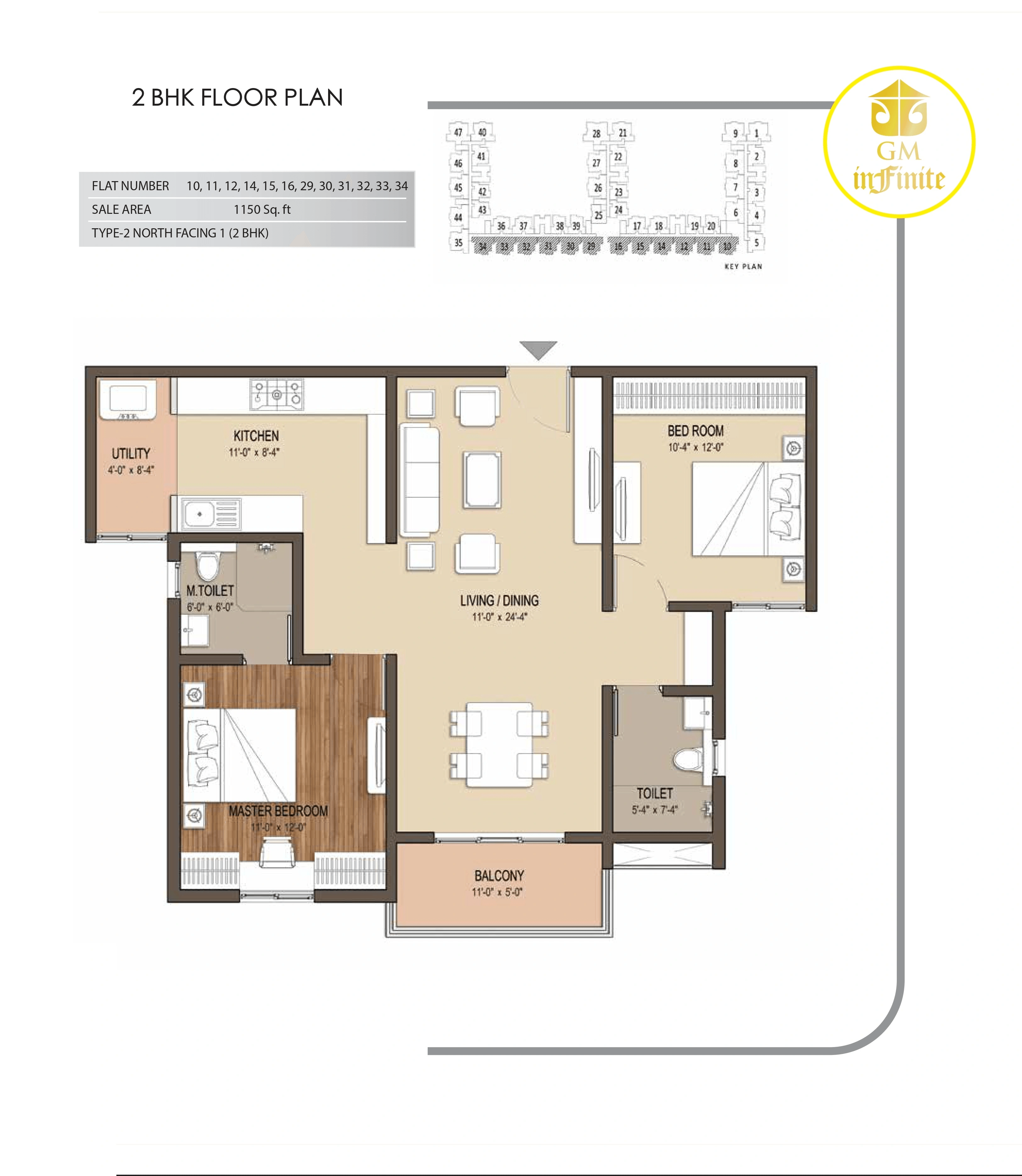 GM Global Techies Town Unit plan - 851 sq.ft.