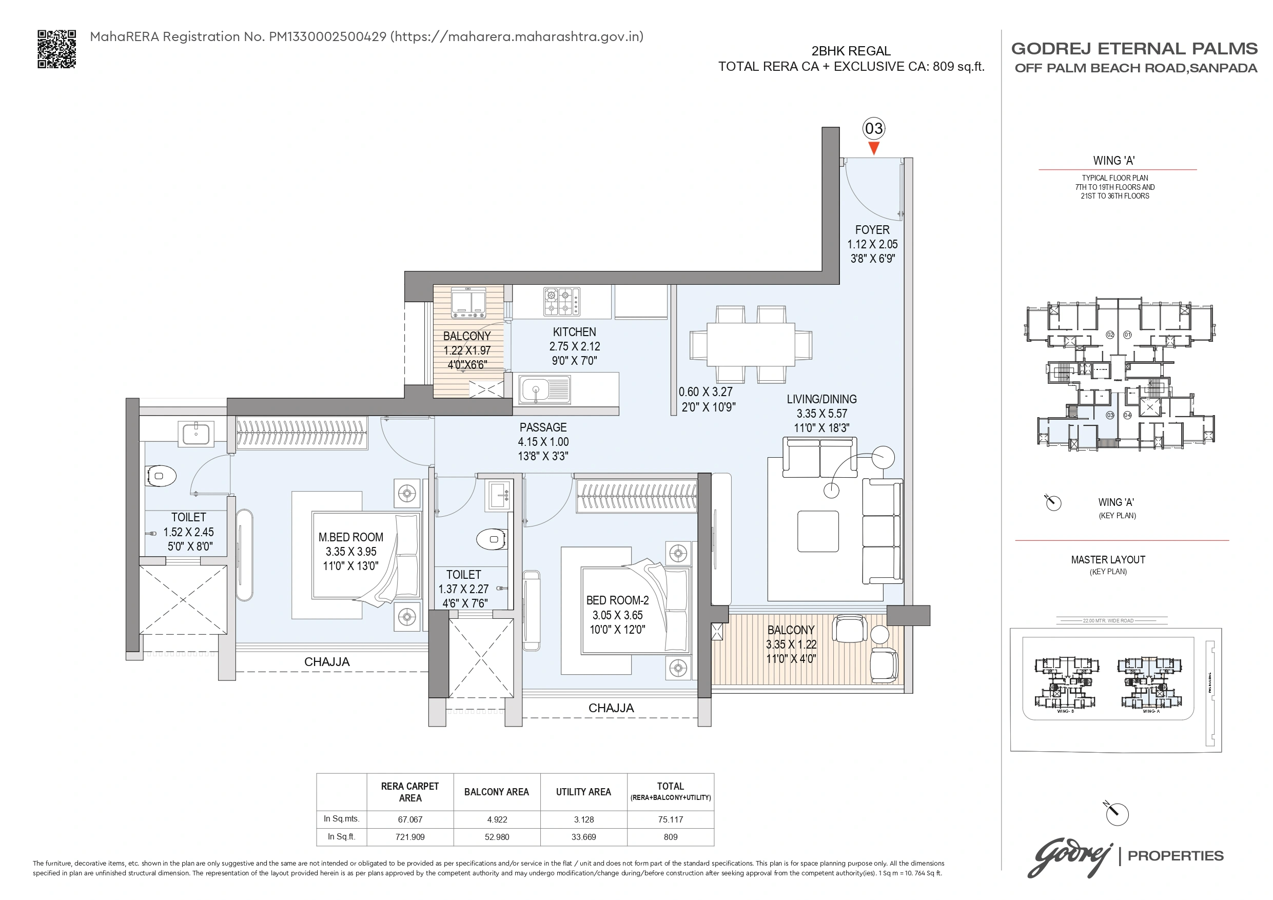Unit plan - 809 sq.ft.