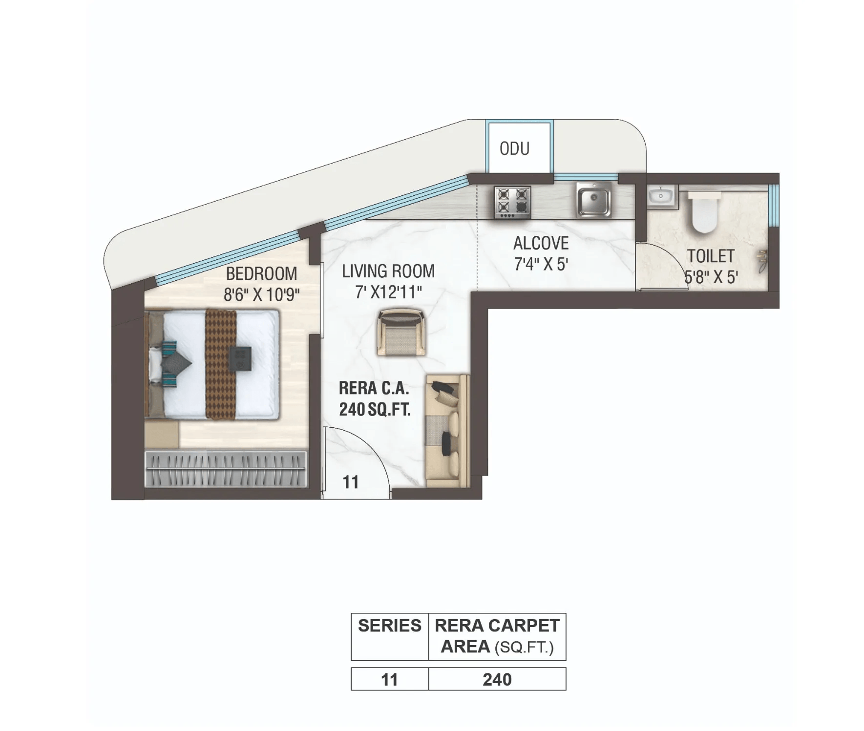 Unit plan - 240 sq.ft.
