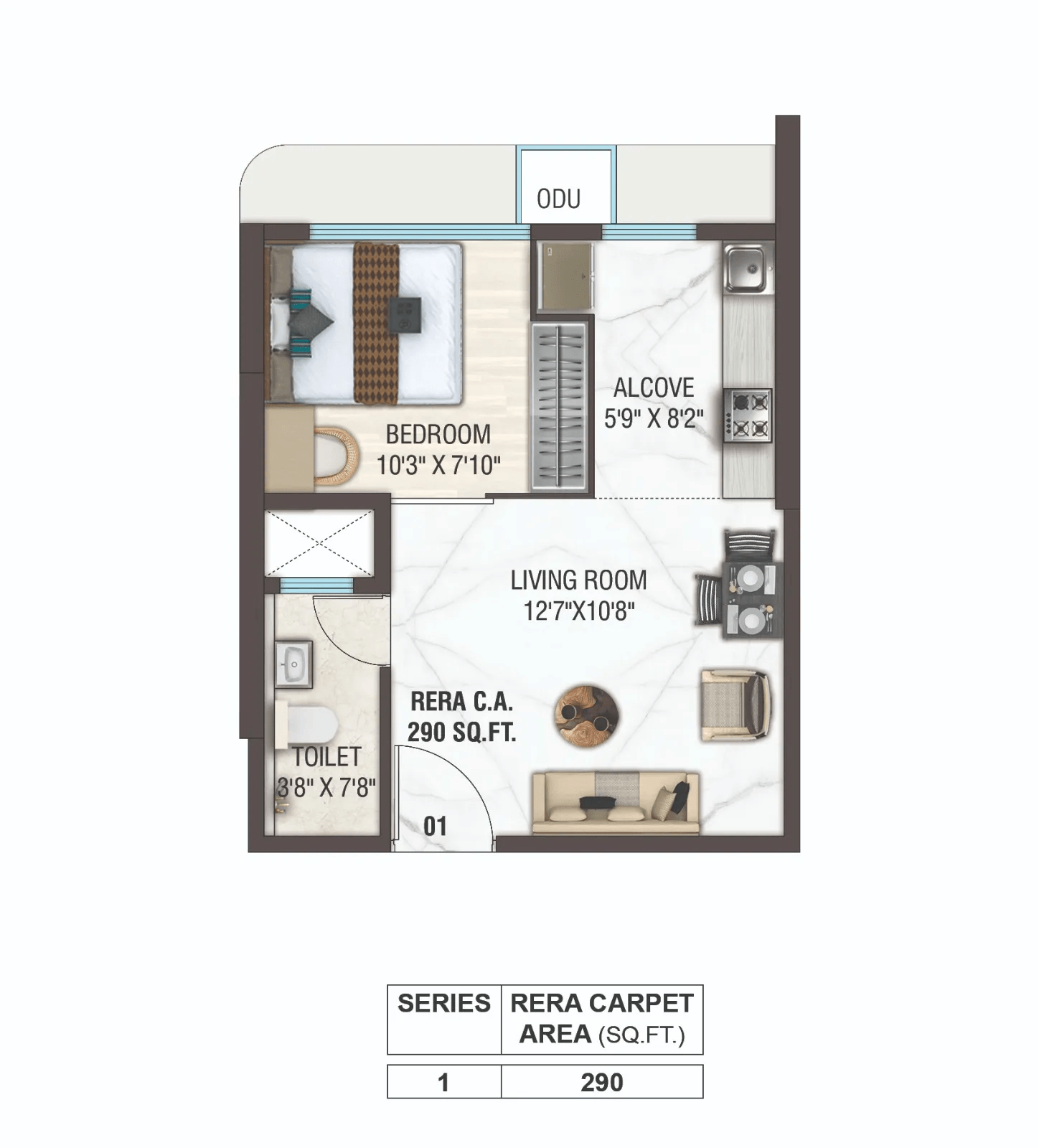 Mohid Phoenix Heights Unit plan - 290 sq.ft.
