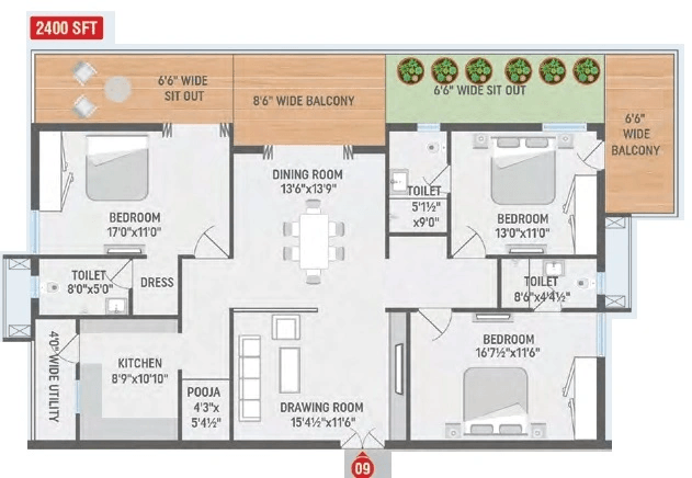 Bharathi Horizon Unit plan - 1802 sq.ft.