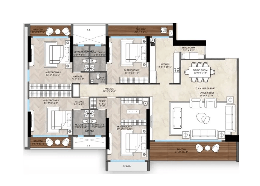 Shelaji The Legacy Unit plan - 2443 sq.ft.