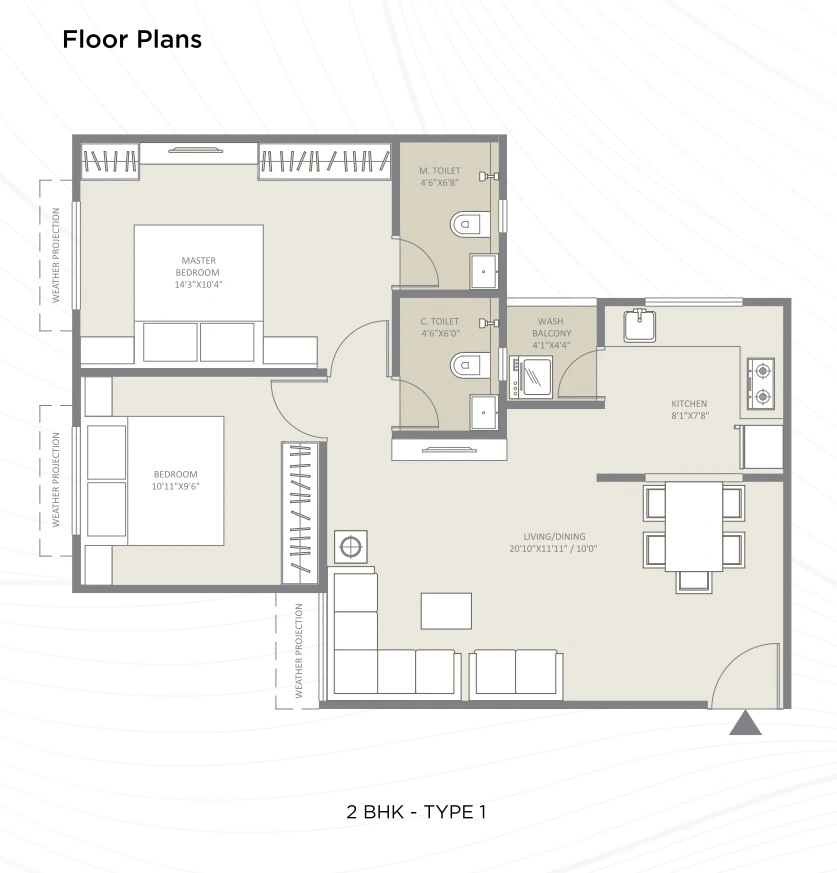 Arvind Aavishkaar Unit plan - 459 sq.ft.