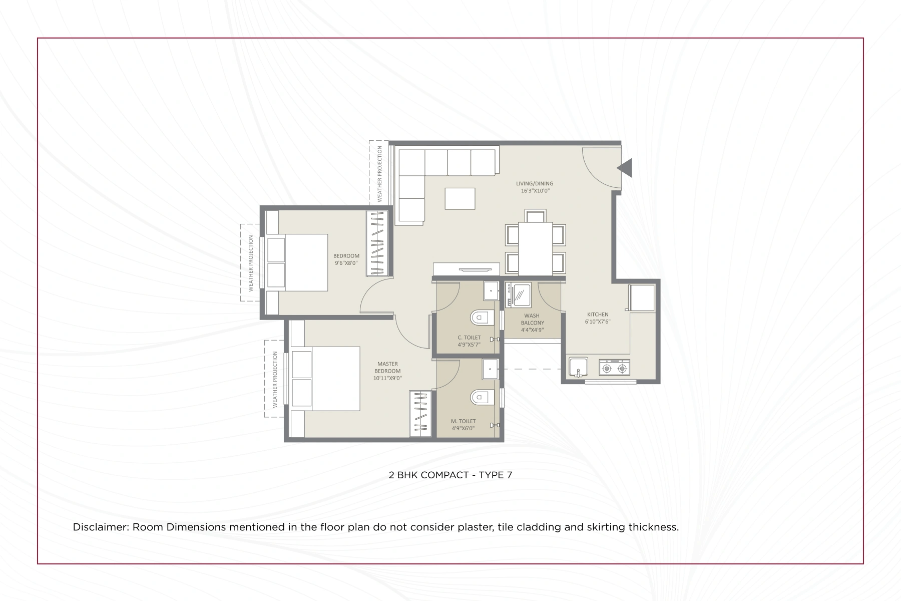 Arvind Aavishkaar Unit plan - 575 sq.ft.