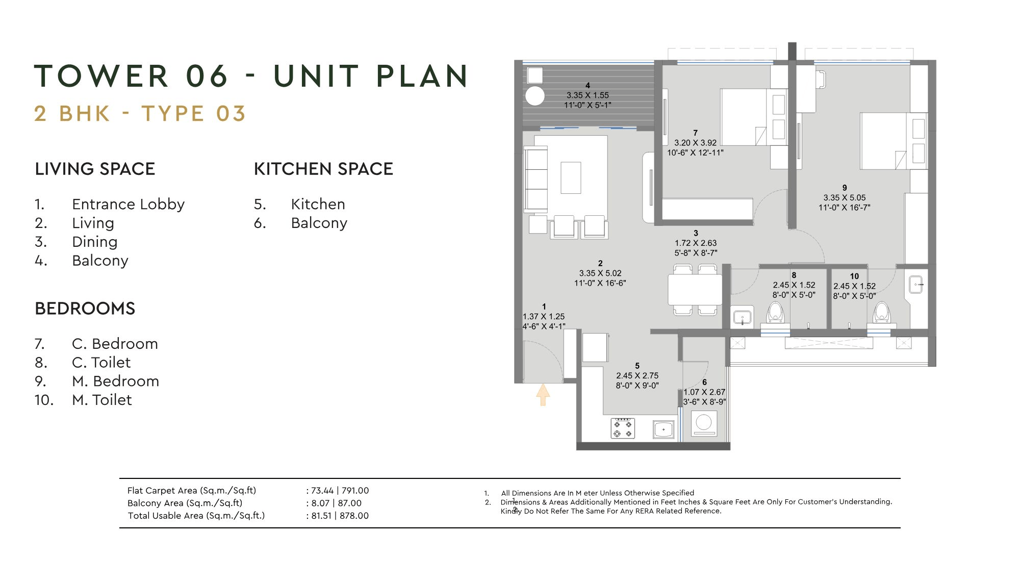 Kolte Patil The Reserve Unit plan - 877 sq.ft.
