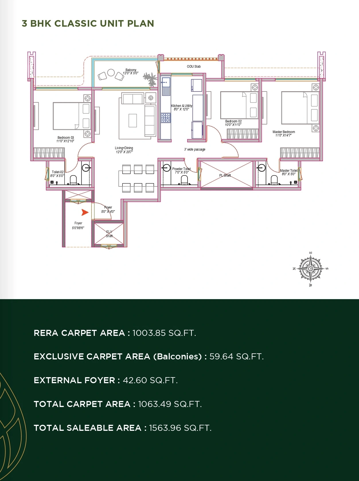 Unit plan - 1003 sq.ft.