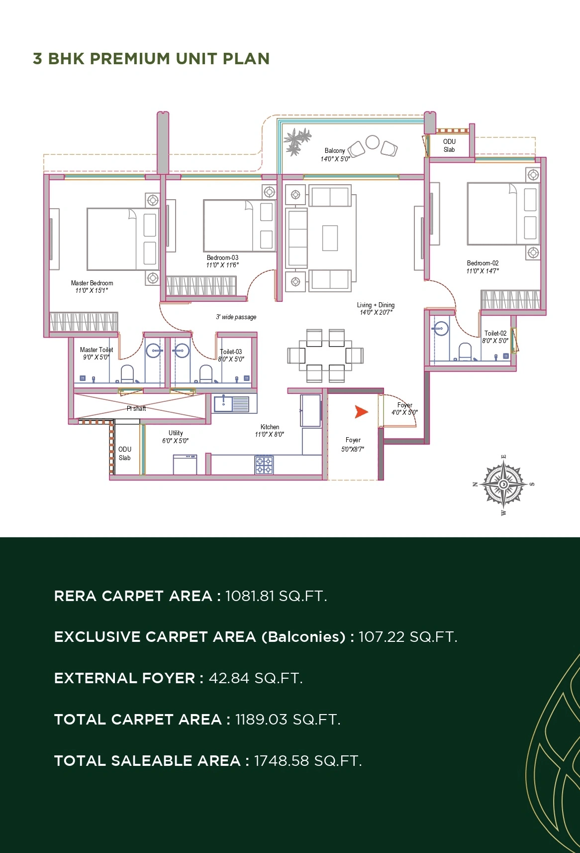 Arvind Sylva Unit plan - 1081 sq.ft.