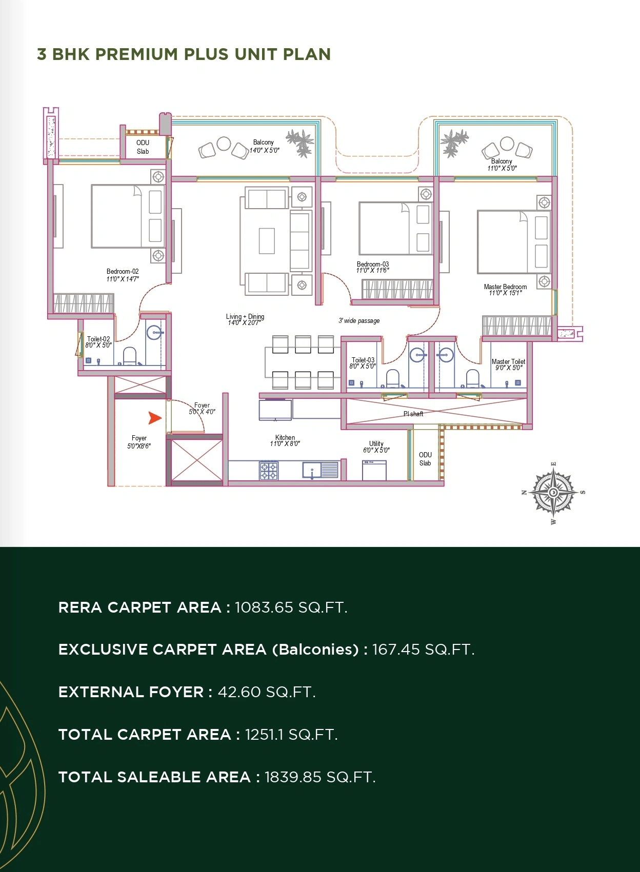 Arvind Sylva Unit plan - 1083 sq.ft.