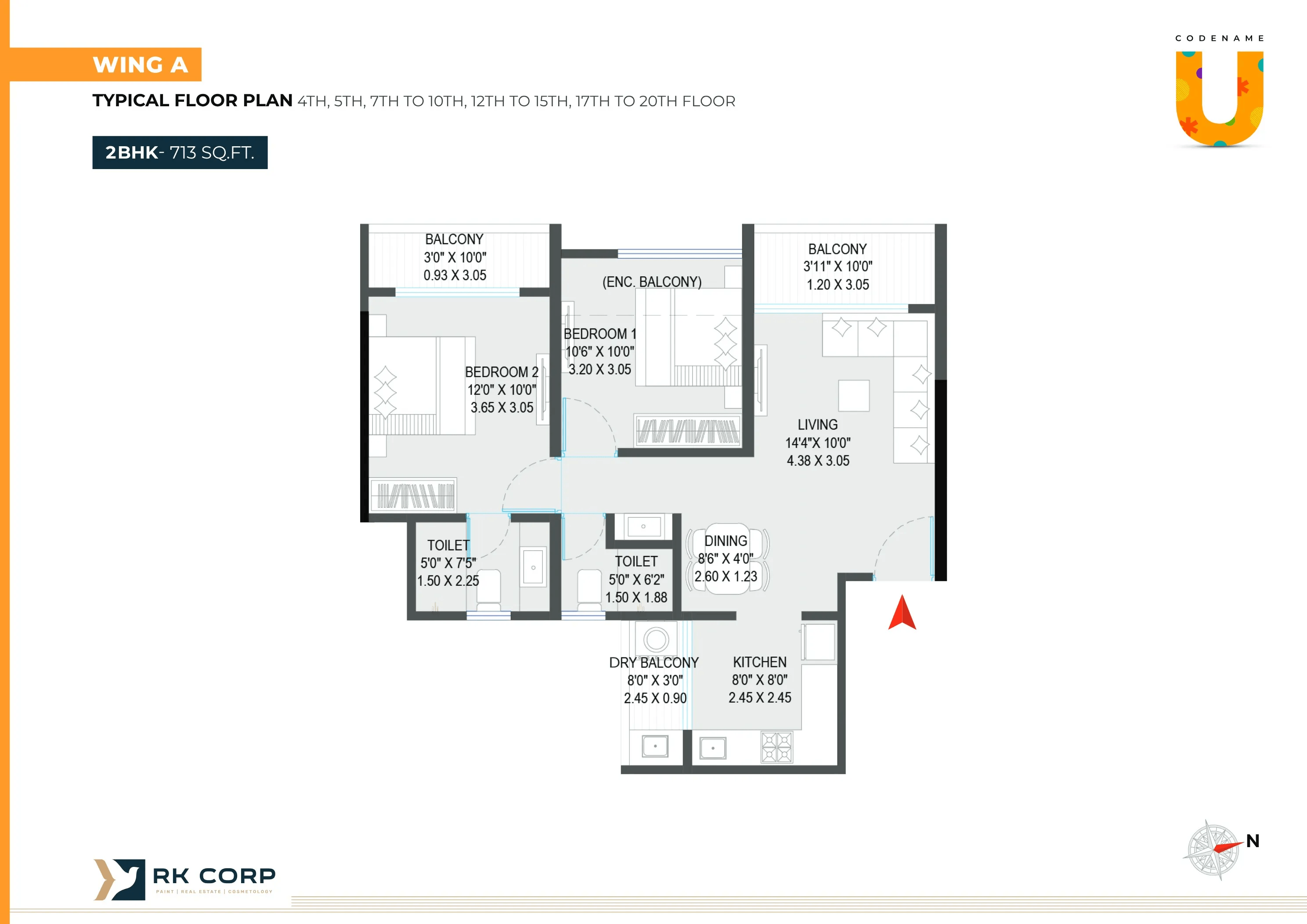 RK Amor Unit plan - 713 sq.ft.
