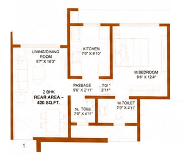 Unit plan - 420 sq.ft.