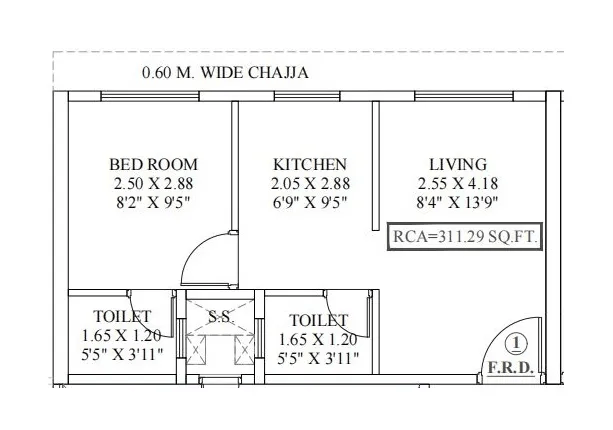 DGS Sheetal Uptown Unit plan - 312 sq.ft.