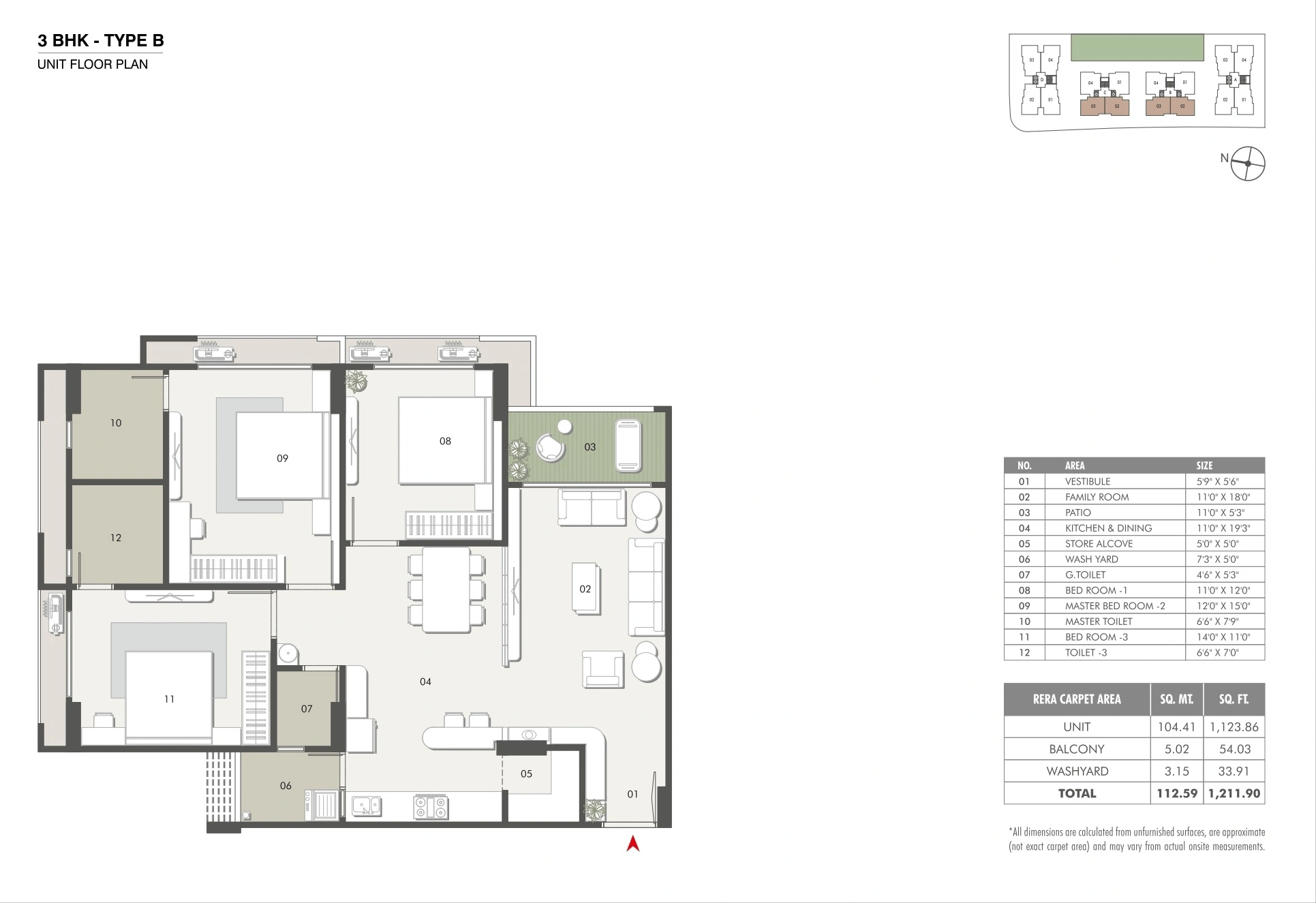 Sun Mayfair Unit plan - 1212 sq.ft.