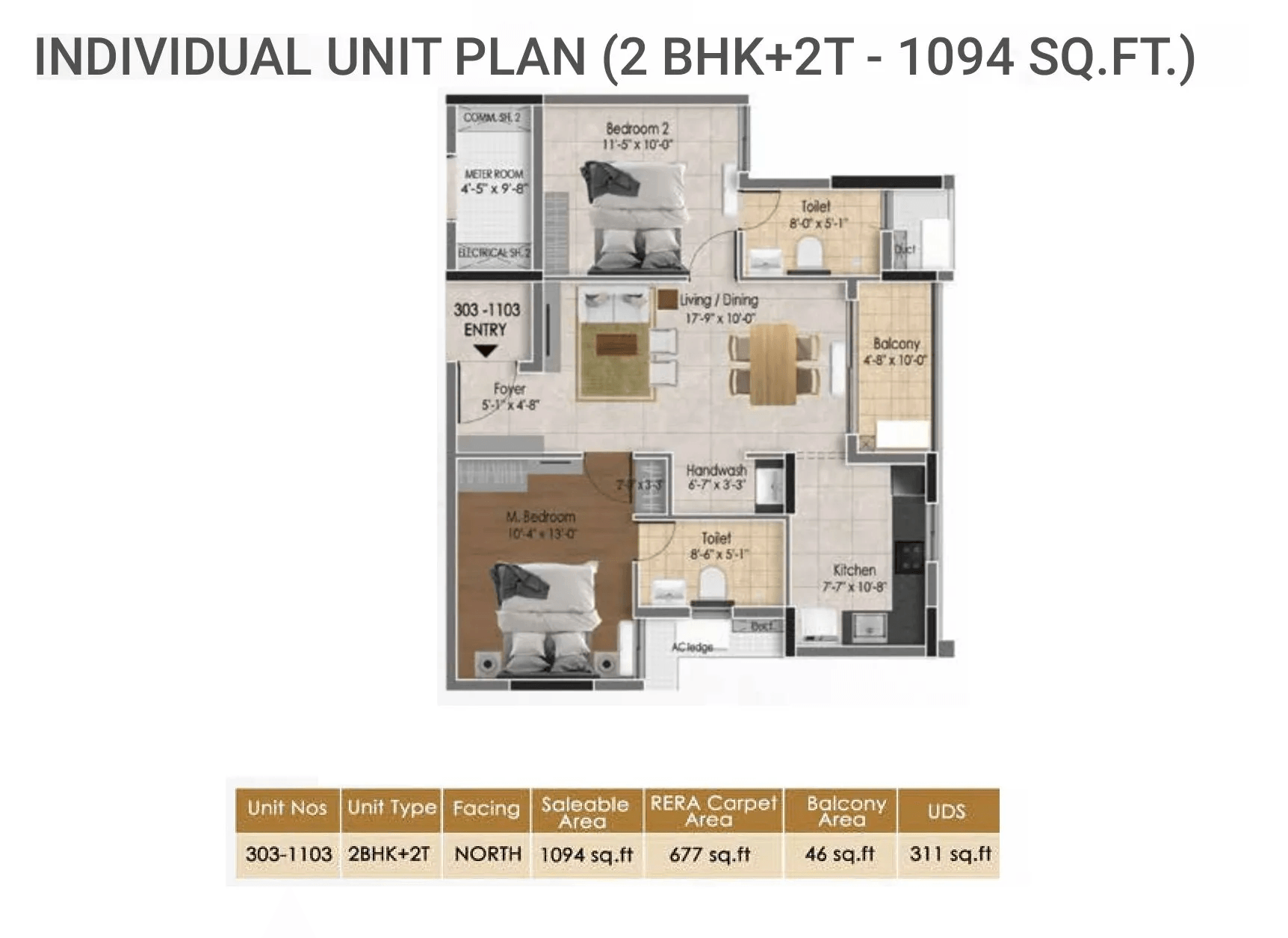 DRA Astra Unit plan - 677 sq.ft.