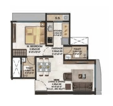 Stans Arize Unit plan - 382 sq.ft.