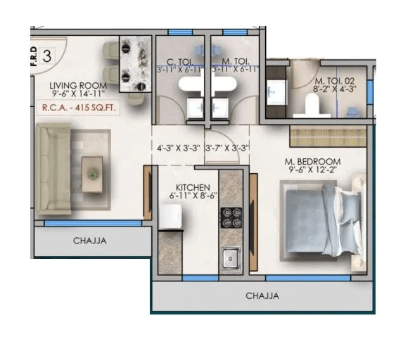 Unit plan - 415 sq.ft.