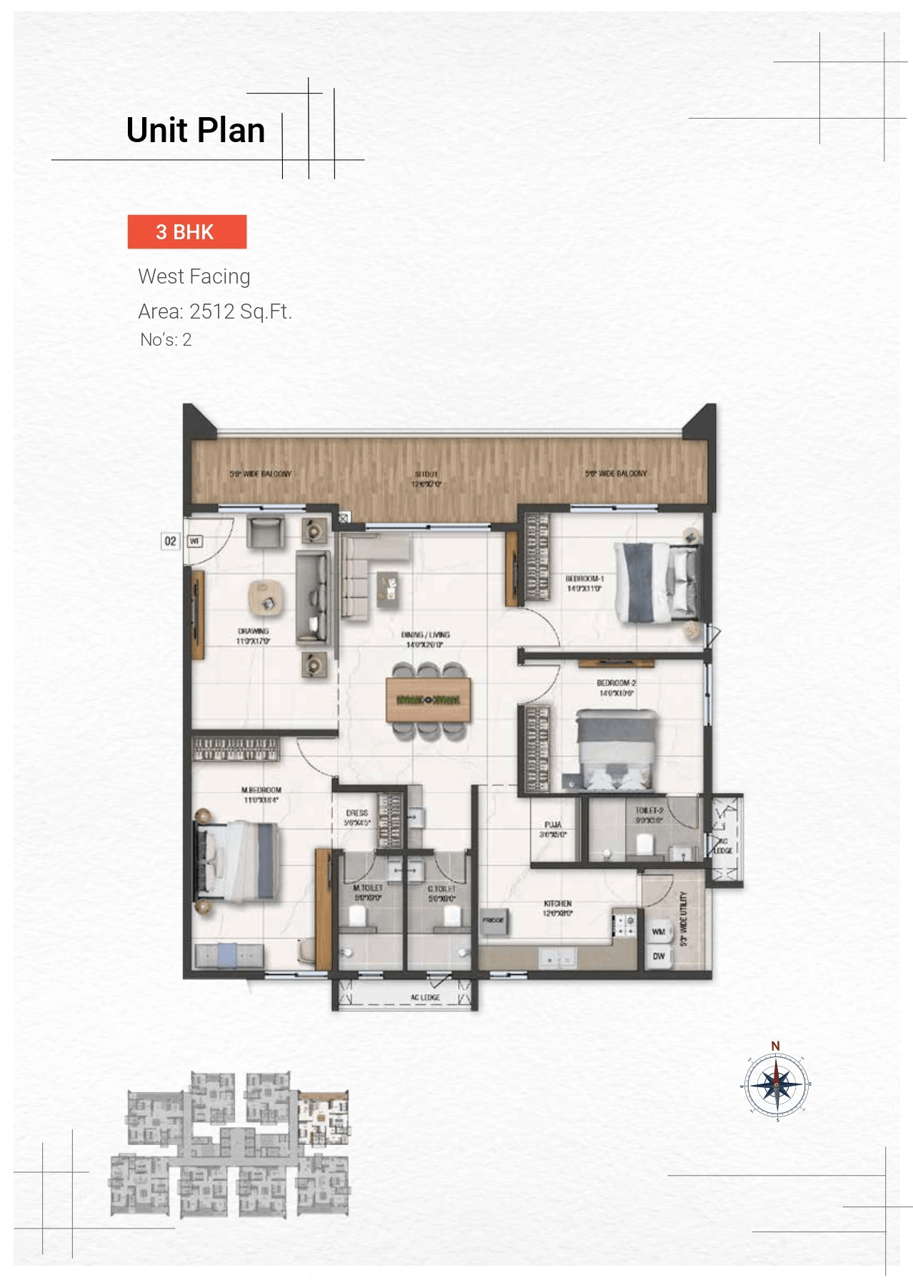 Incor Uptown East Unit plan - 1758 sq.ft.