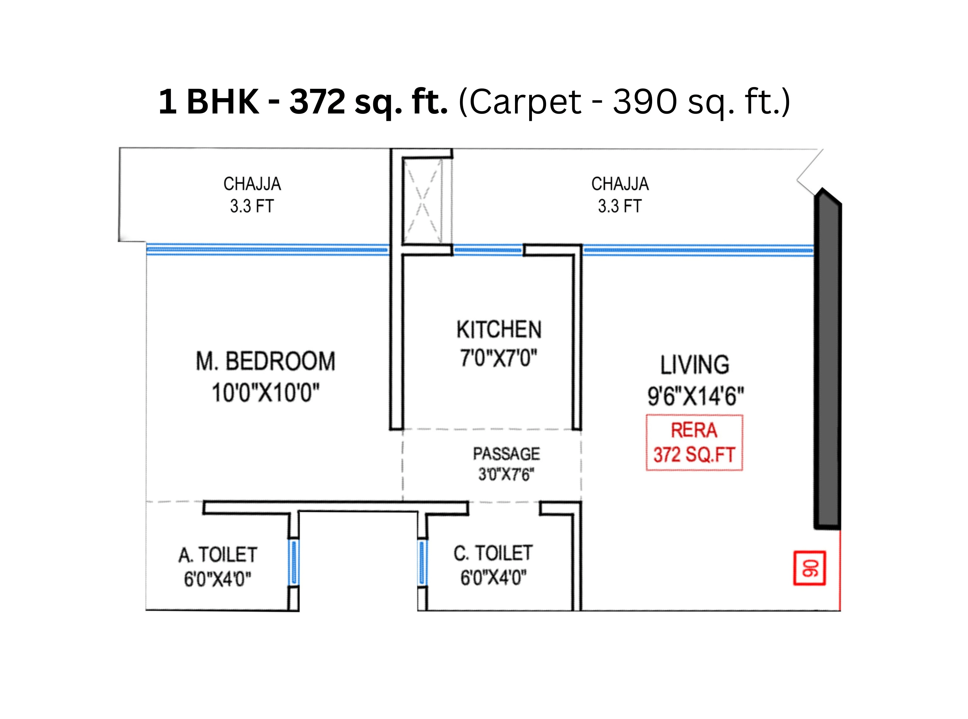 Unit plan - 372 sq.ft.