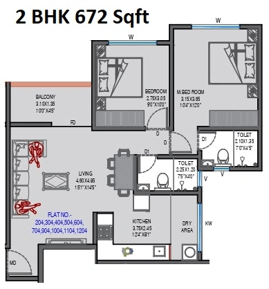 Unit plan - 672 sq.ft.