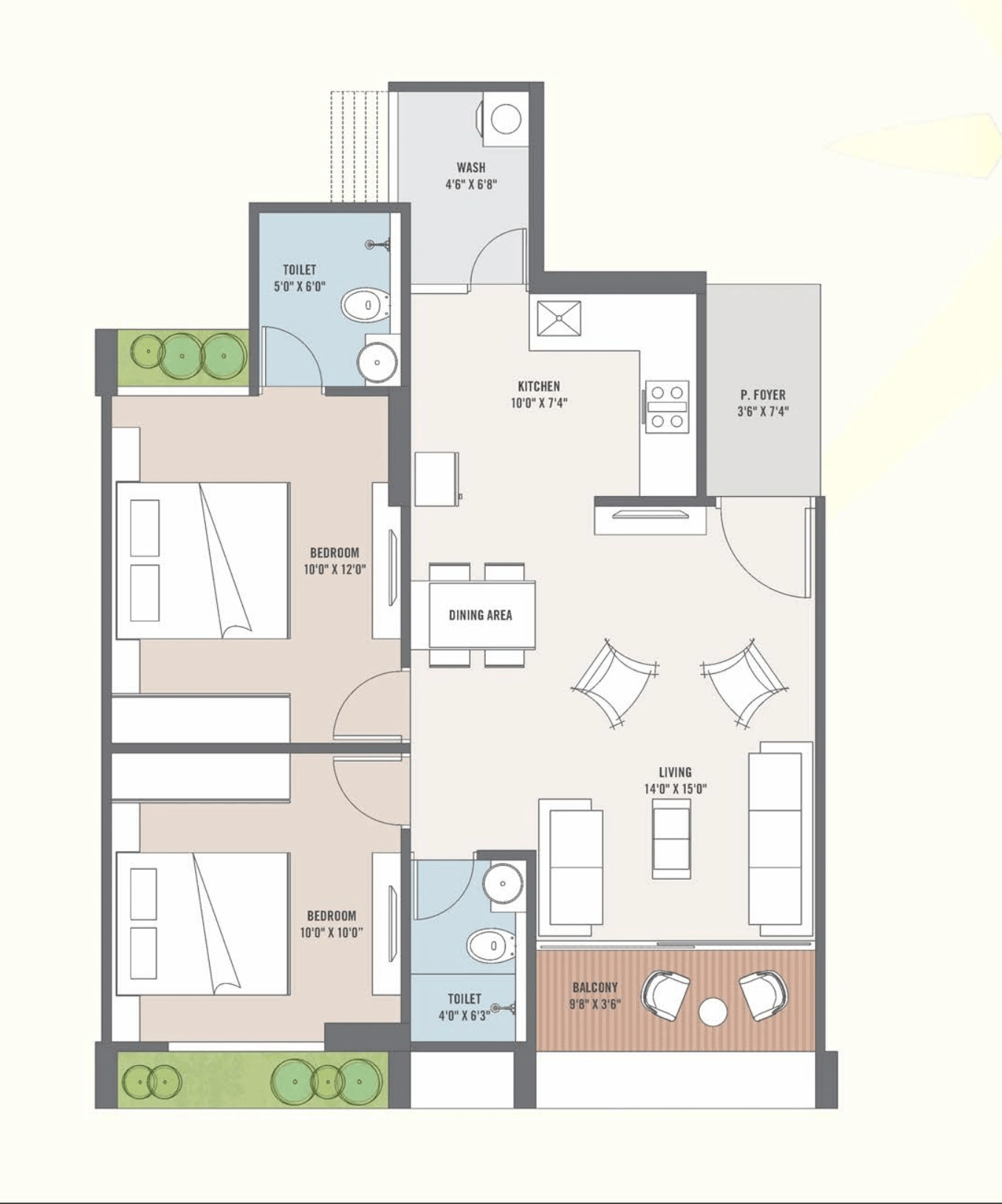 Siddharth Shine Unit plan - 673 sq.ft.