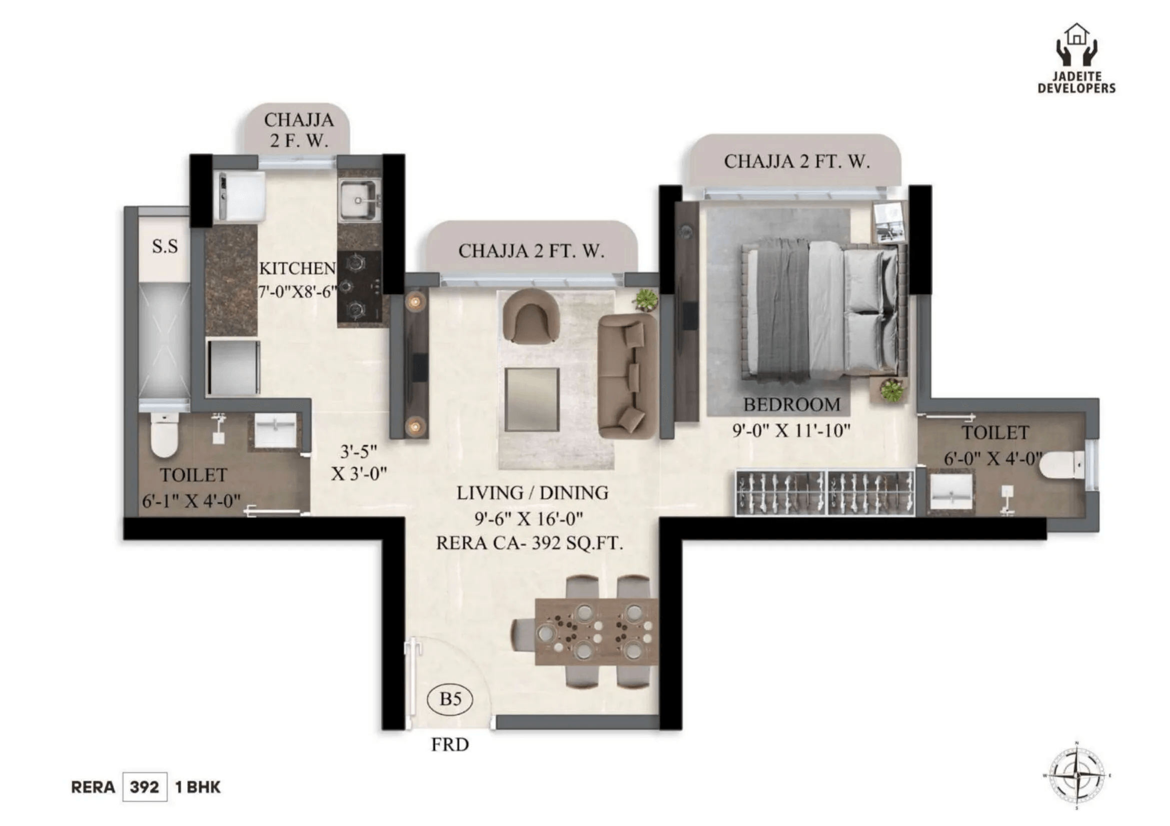 Unit plan - 392 sq.ft.