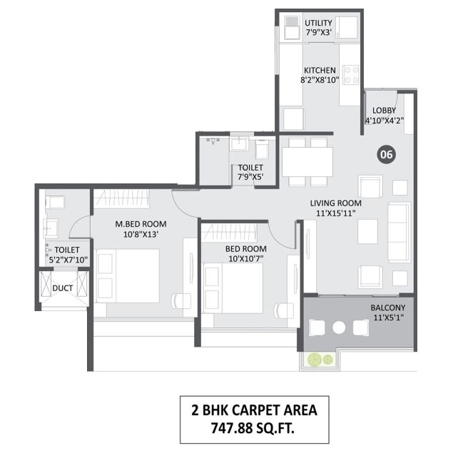 Unit plan - 748 sq.ft.