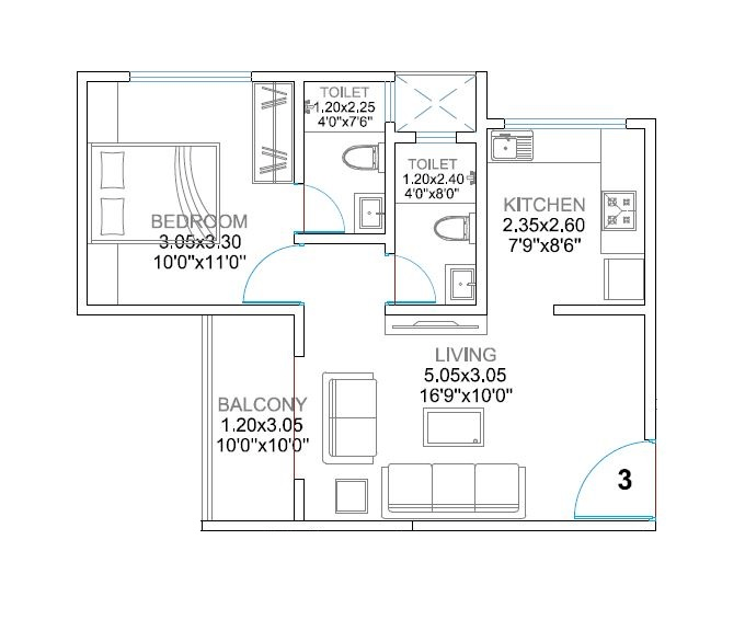 Balaji Oriana World Unit plan - 480 sq.ft.