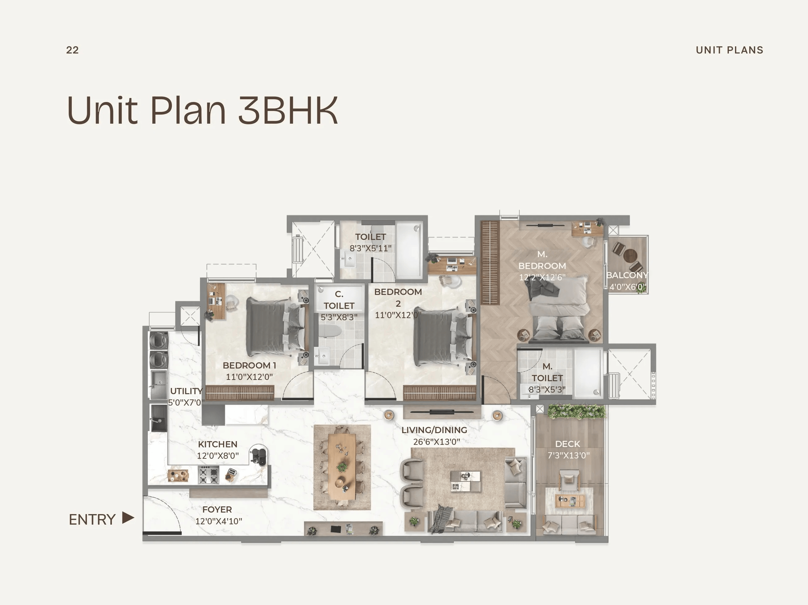 Unit plan - 1257 sq.ft.