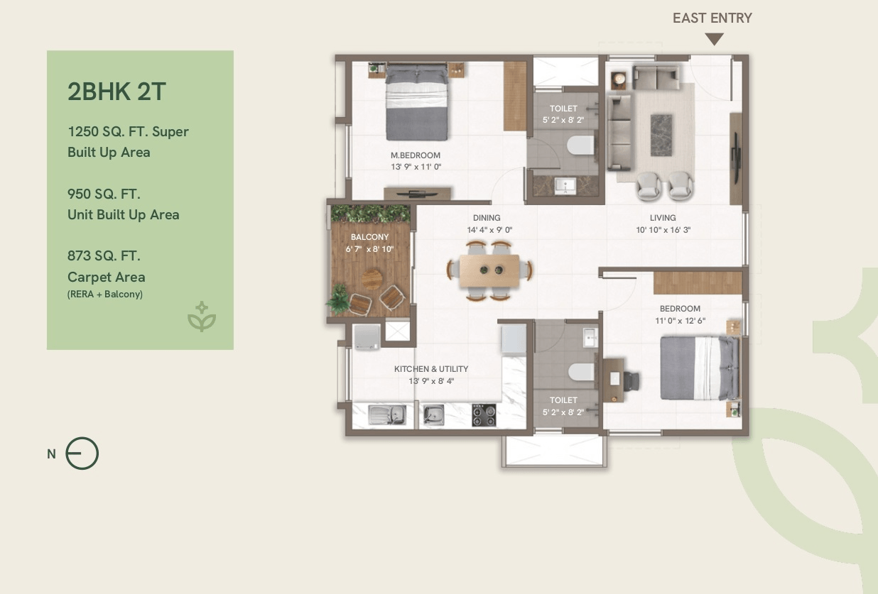 Disha Harmony Gardens Unit plan - 875 sq.ft.