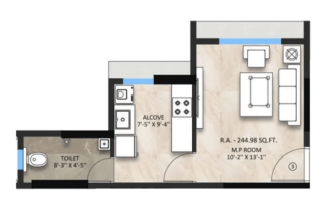 Monarch Majestic Unit plan - 245 sq.ft.