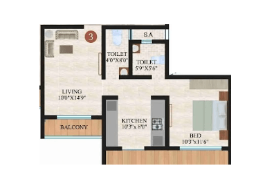 Unit plan - 516 sq.ft.