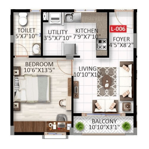 Haridhruva Halcyon Unit plan - 508 sq.ft.