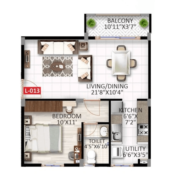Haridhruva Halcyon Unit plan - 552 sq.ft.