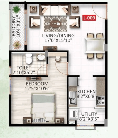 Haridhruva Halcyon Unit plan - 604 sq.ft.