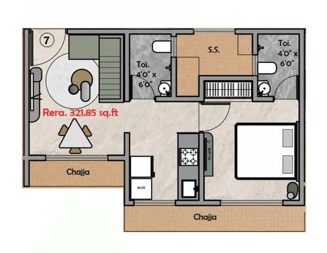 Unit plan - 322 sq.ft.