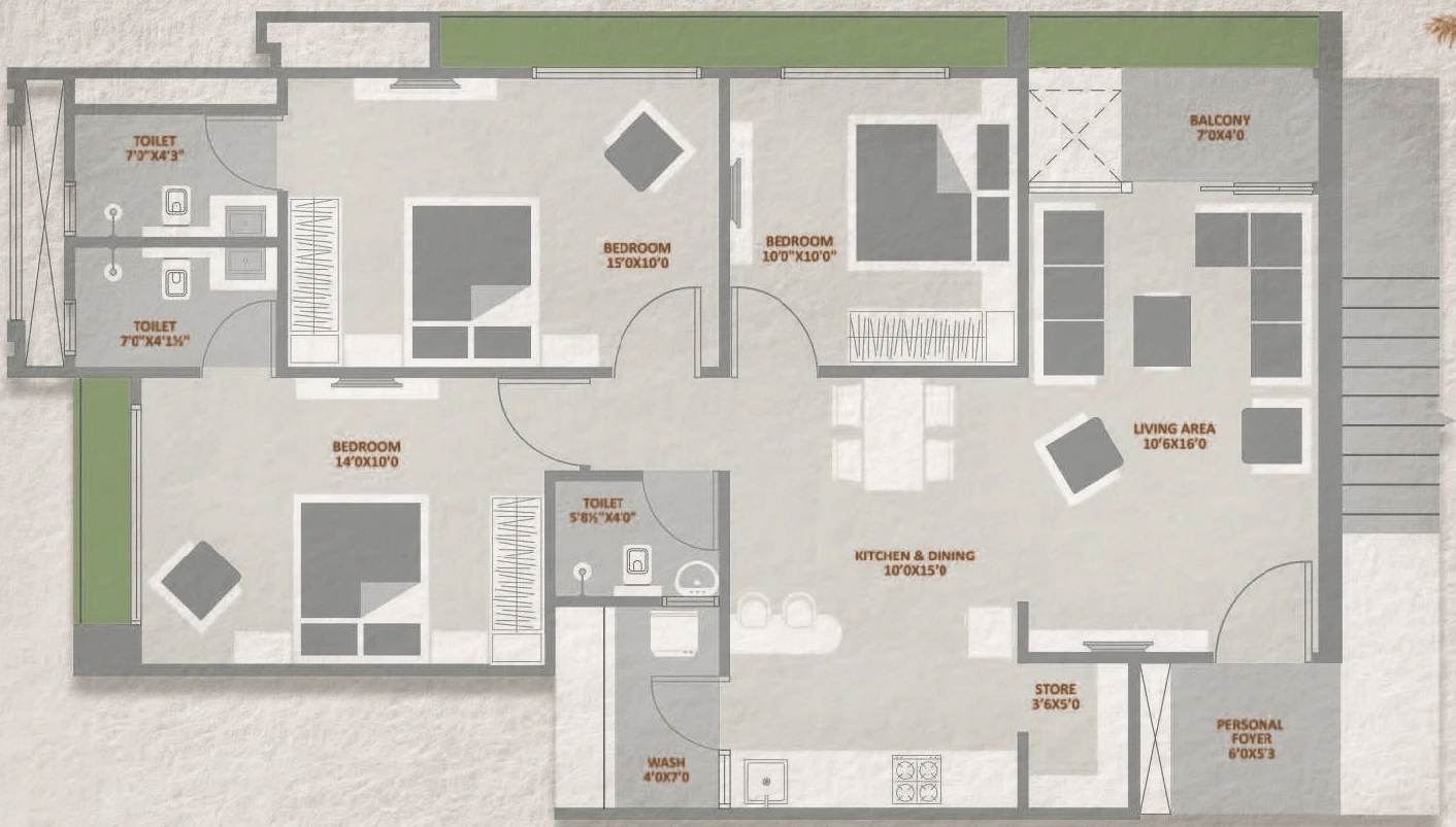Unit plan - 1014 sq.ft.