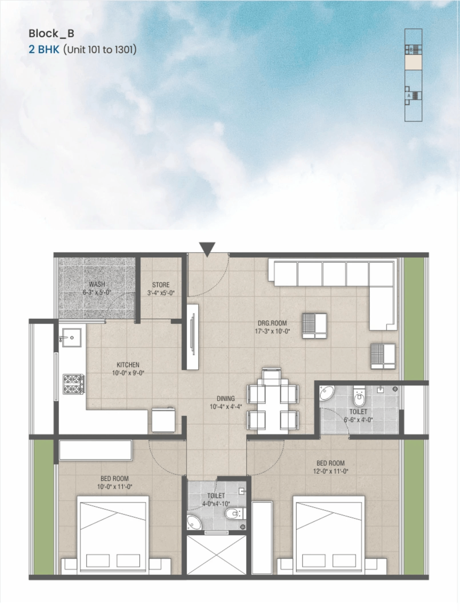 RR Alaska Skyview Unit plan - 782 sq.ft.