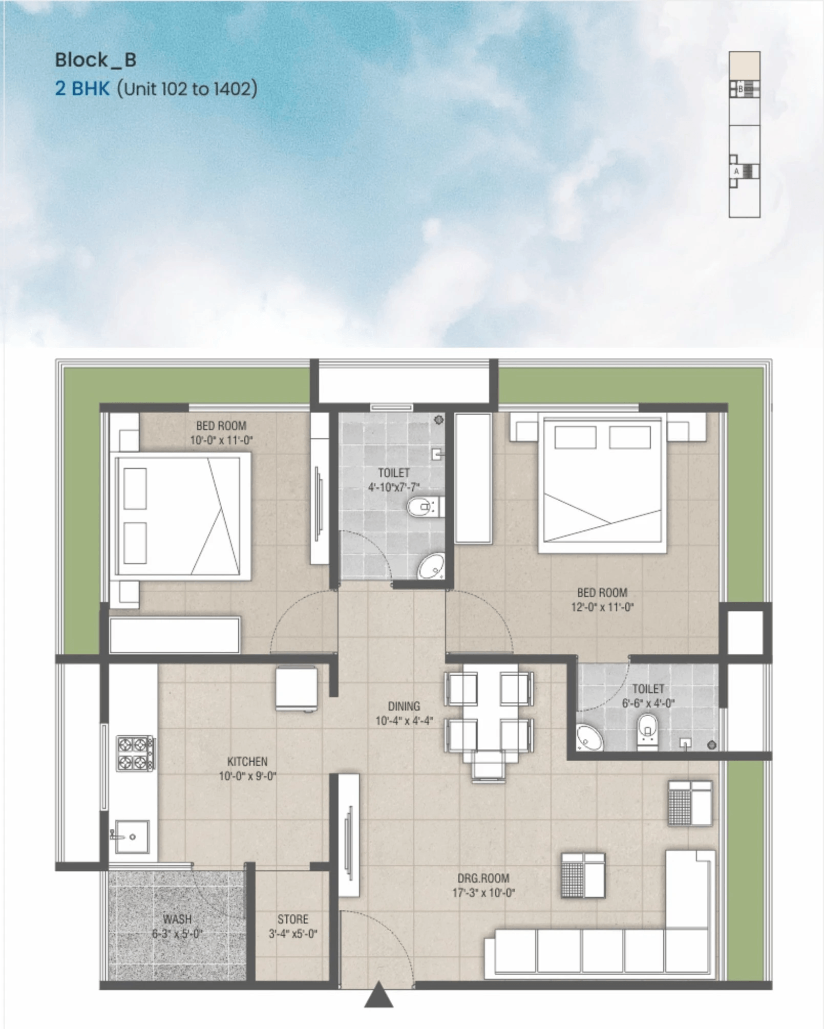 RR Alaska Skyview Unit plan - 801 sq.ft.