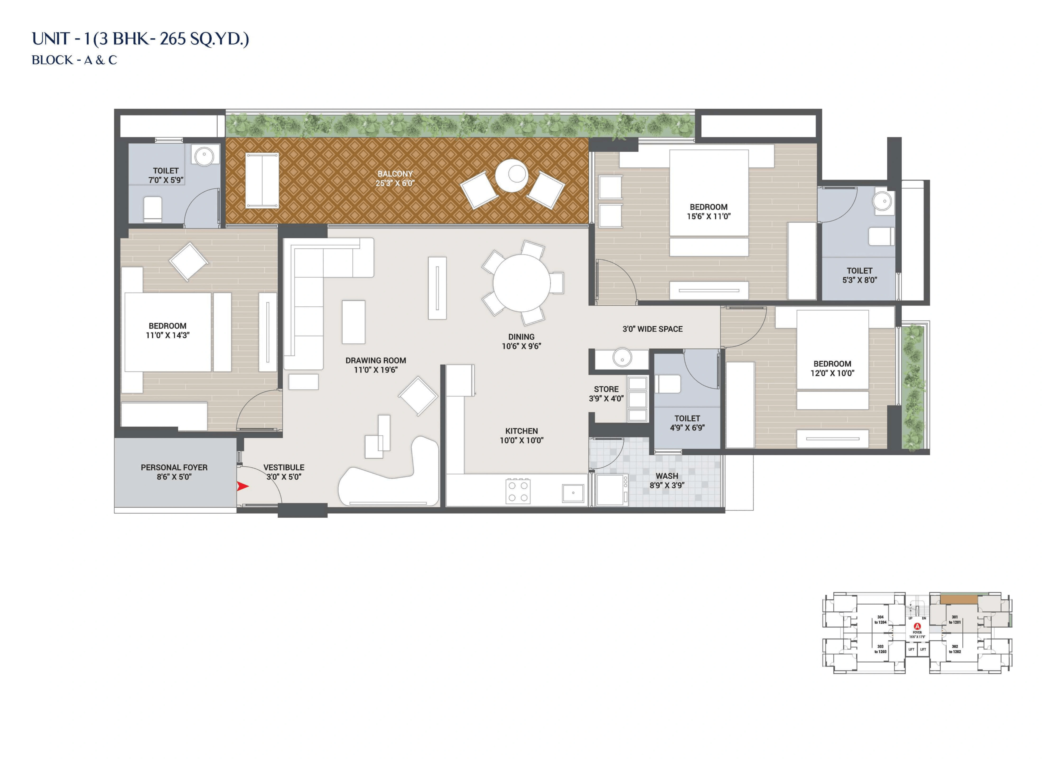 Unit plan - 1311 sq.ft.